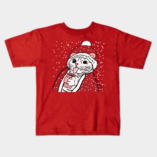 Kawaii Kitten santa hat Kids T-Shirt